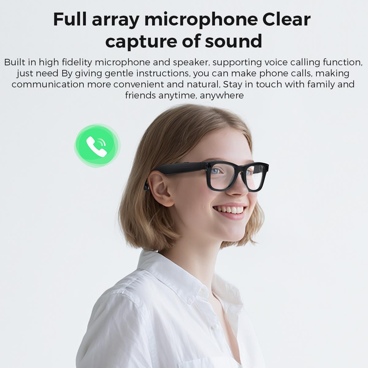 AI Smart Glasses with 800W Camera | OpenAI Recognition, 1080P Anti-Shake Video, Real-Time Translation & Long Battery Life