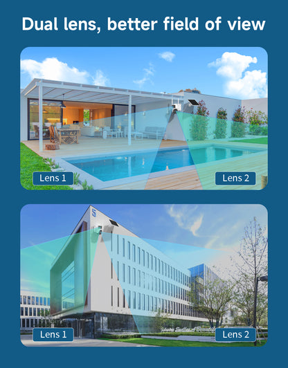 4G Solar Dual Lenses Security Camera, Wireless Outdoor, AI Human Detection, Dual View, 355° Pan 90° Tilt, PIR Motion Alert, IP65 Waterproof, Night Vision, App Remote, No WiFi Needed, Home Security System, Ai Security Camera System
