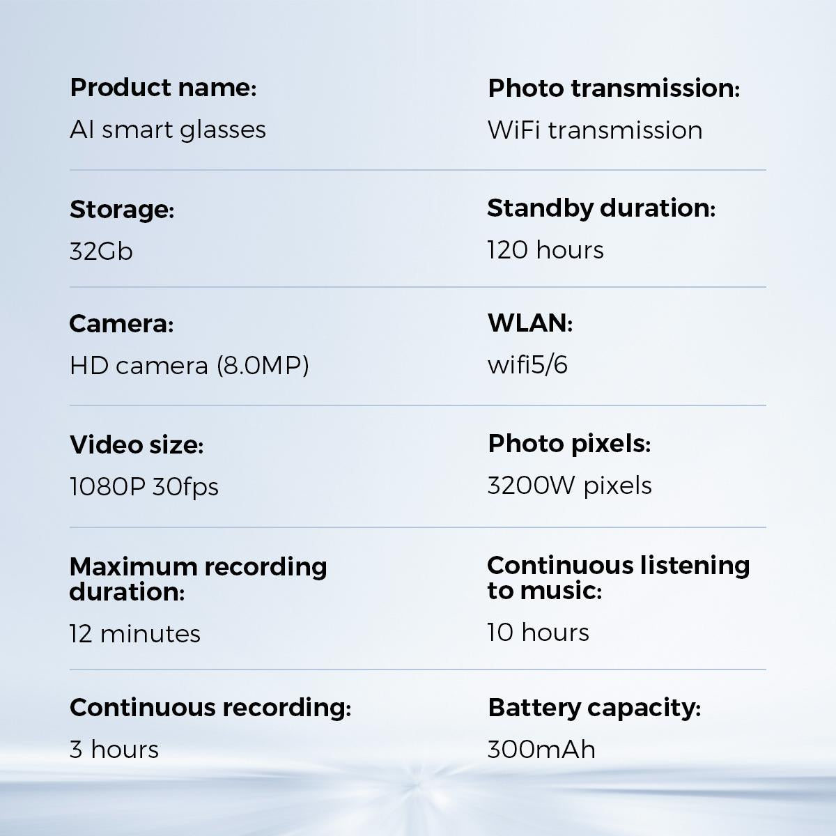 AI Smart Glasses with 800W Camera | OpenAI Recognition, 1080P Anti-Shake Video, Real-Time Translation & Long Battery Life