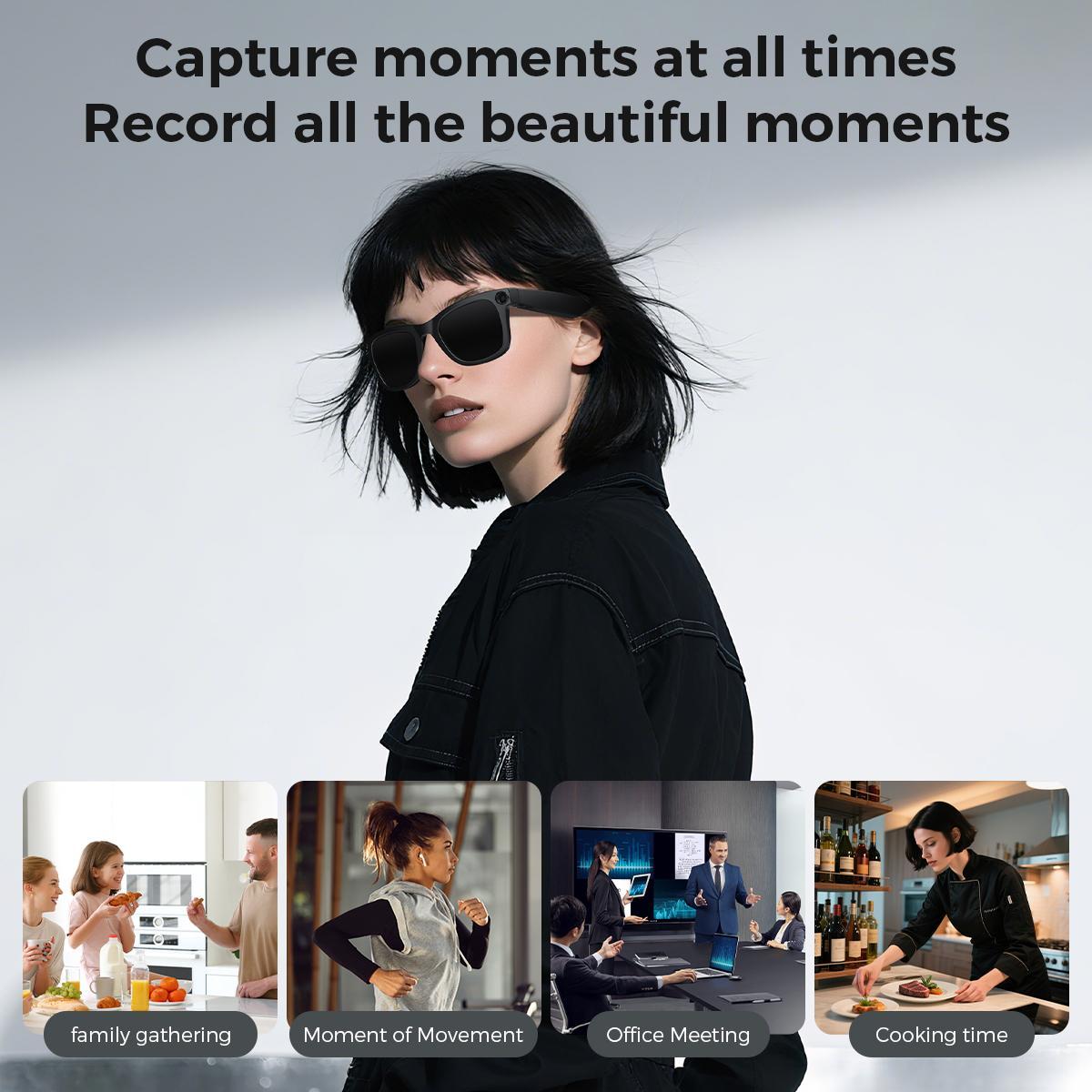 AI Smart Glasses with 800W Camera | OpenAI Recognition, 1080P Anti-Shake Video, Real-Time Translation & Long Battery Life