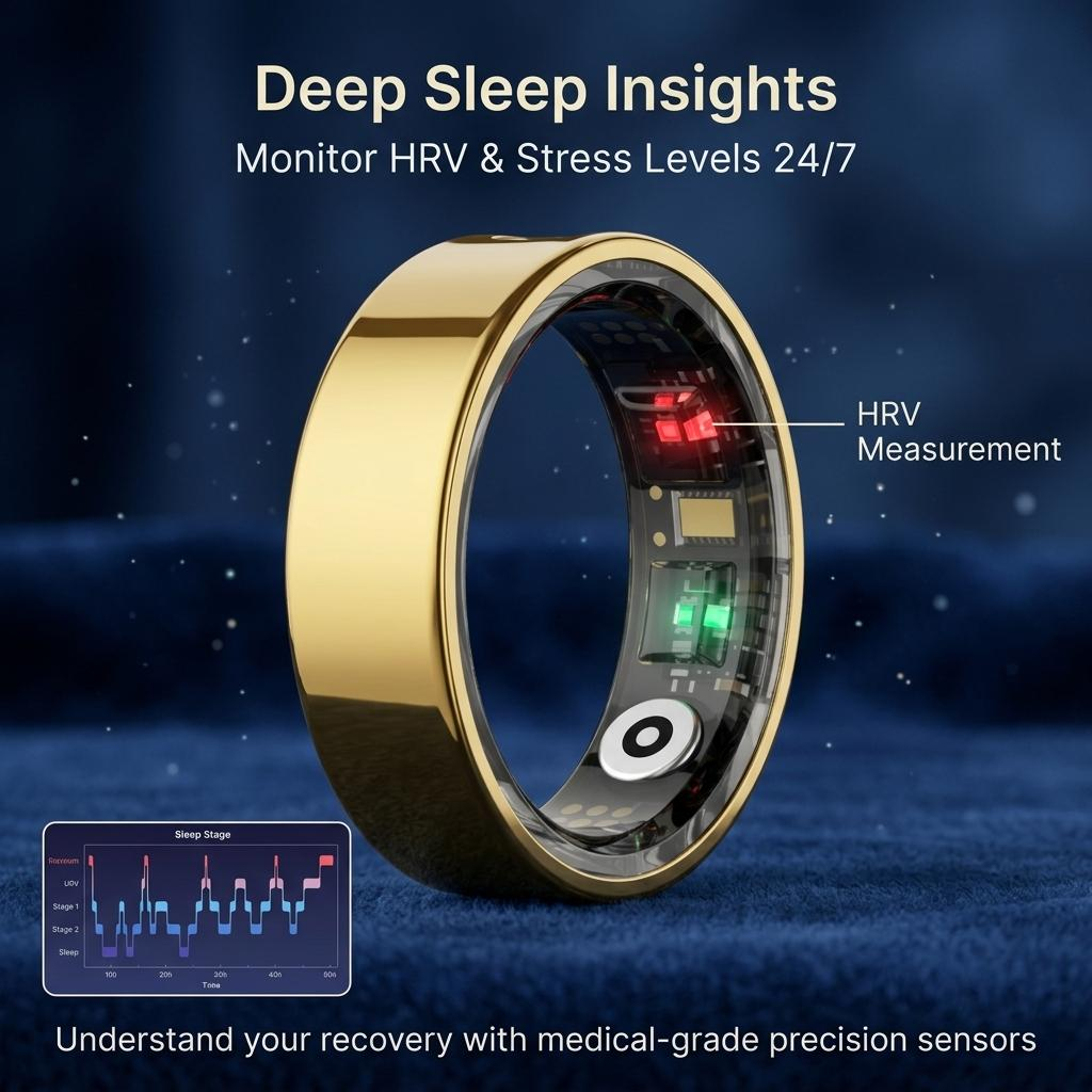 Myzo All-in-one R09 Smart Ring – Body Temp/HRV/Heart Rate/Stress/Menstruation/Steps/Calories/Remote control