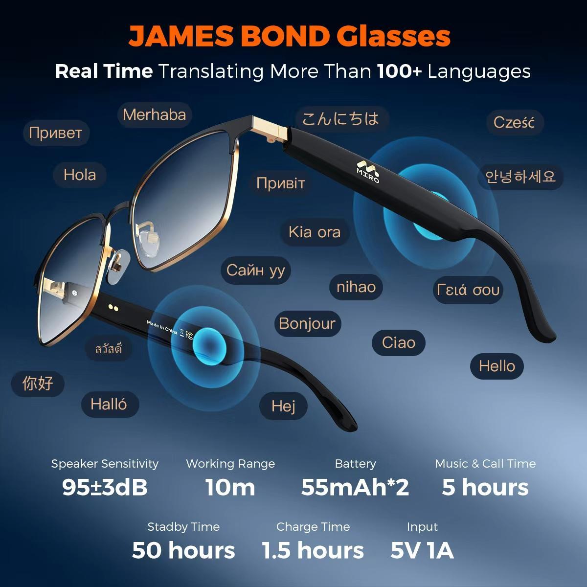 MIRO W5 Smart AI Translation Glasses w/ over 100 AI Agents